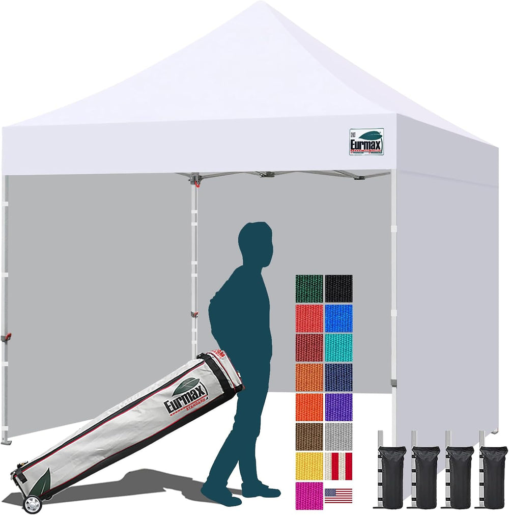 Eurmax USA 10x10 Pop Up Canopy Tent,Commercial Tent with Patented No-Tip Roll...