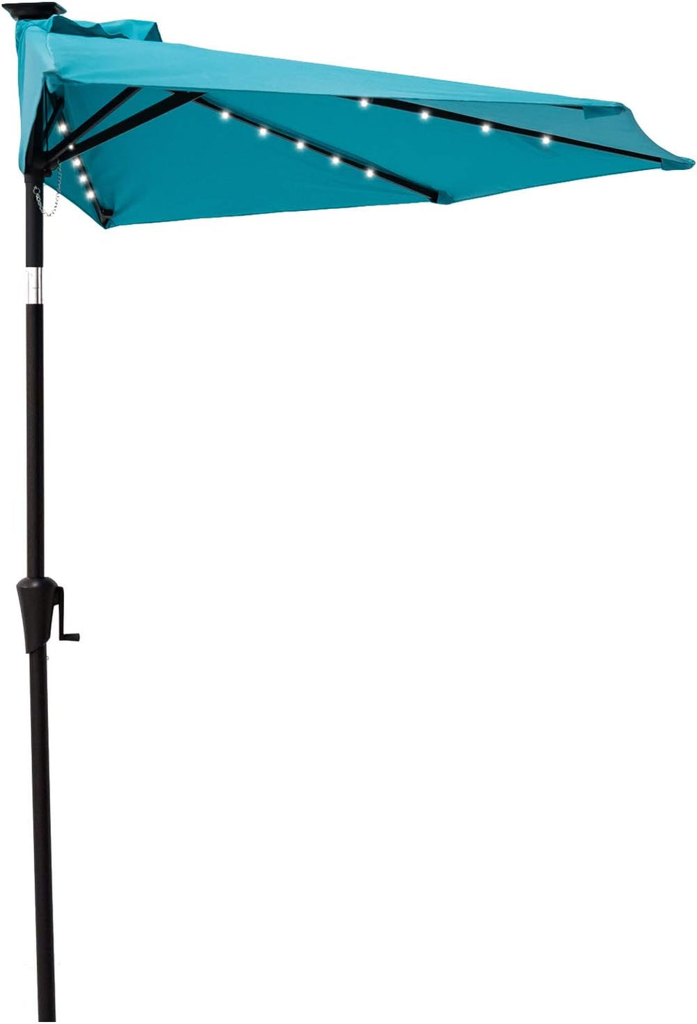 C-Hopetree 9 ft Half Round Outdoor Patio Market Wall Umbrella with Solar LED ...
