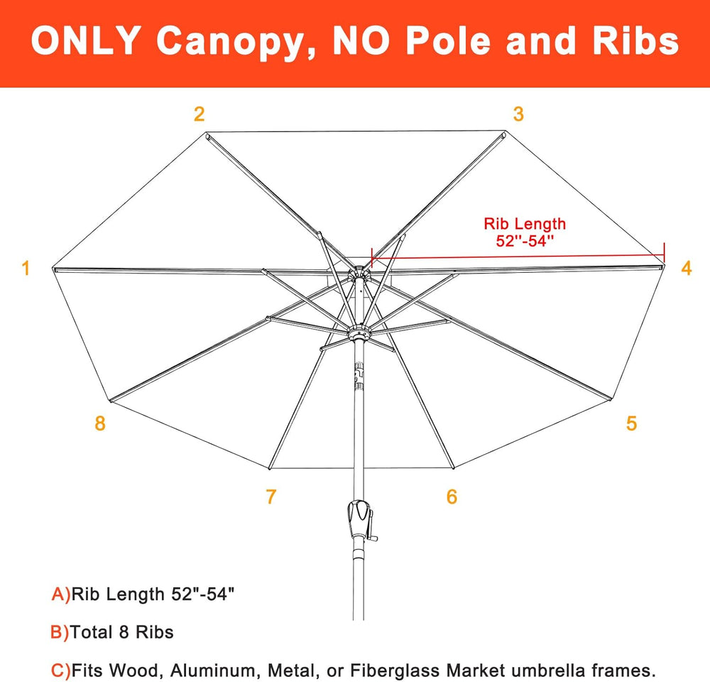 ABCCANOPY OLEFIN® 5-Year No Fading 9FT Patio Replacement Canopy(Light Gray)