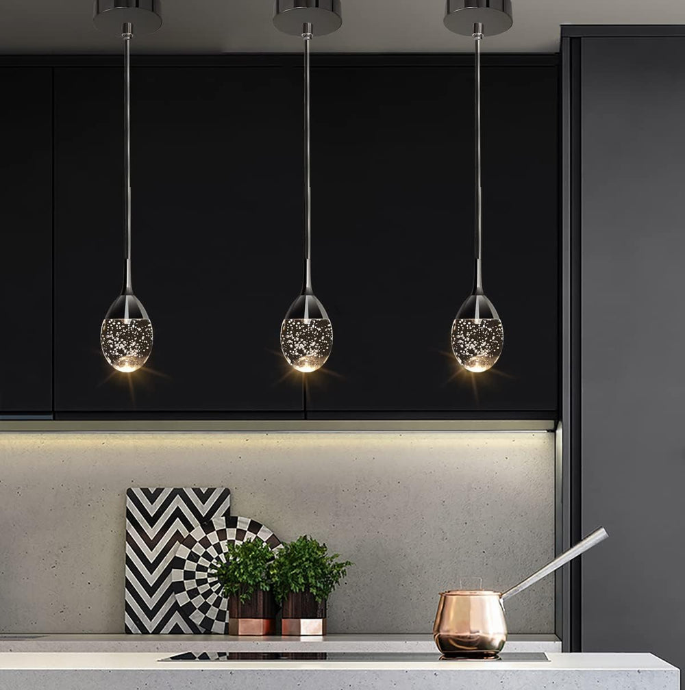 Teardrop Crystal Pendant Light, Black Hanging Ceiling Lighting Fixtures, Mode...