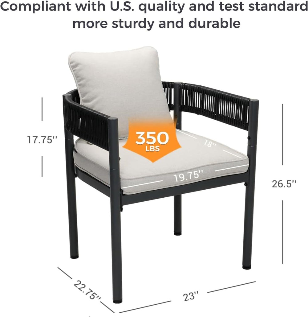Grand patio Outdoor Dining Chair Set of 2, 2 Pieces Patio Dining Chairs, Meta...