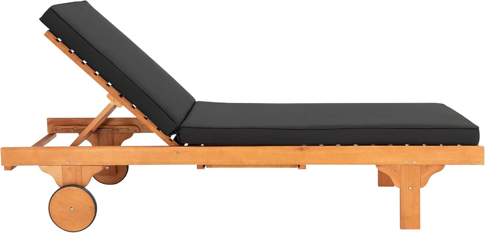 SAFAVIEH Outdoor Newport Chaise Lounge Chair, Natural & Black PAT7022X