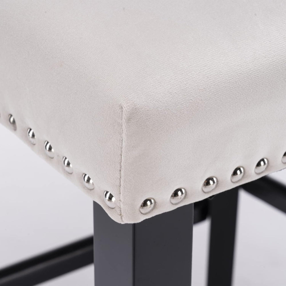 Bar Chairs Set of 2, Velvet Upholstered Bar Stools with Button Tufted Back De...