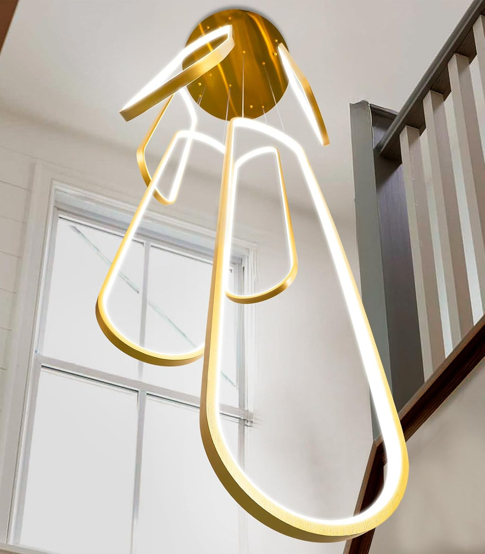 Modern Large Chandelier for Foyer LED Dimmable Black Chandeliers 6 Rings High...