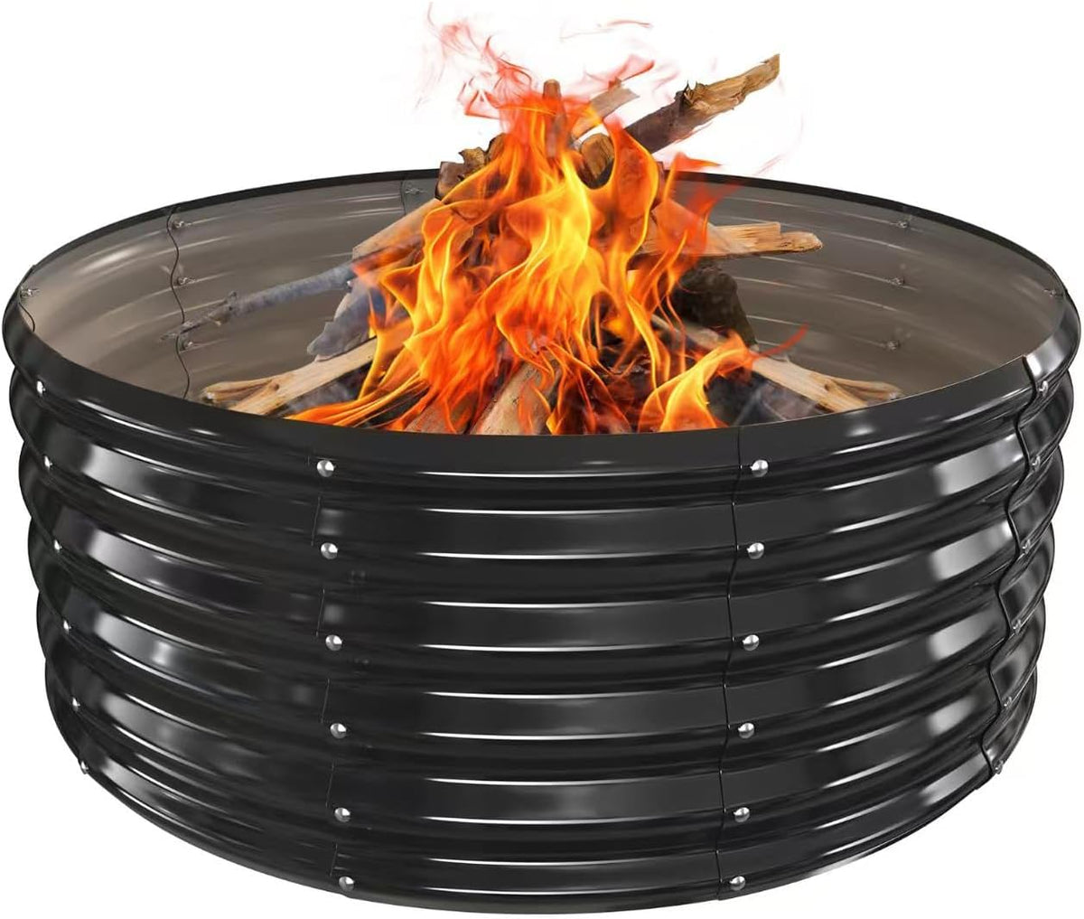 17in tall 40 inch diameter round galvanized fire, main product view