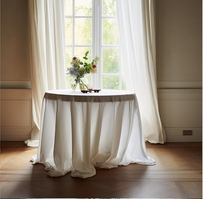 EVERLY 100% Pure Linen Round Tablecloths 70Inch Round Machine Washable Tablec...