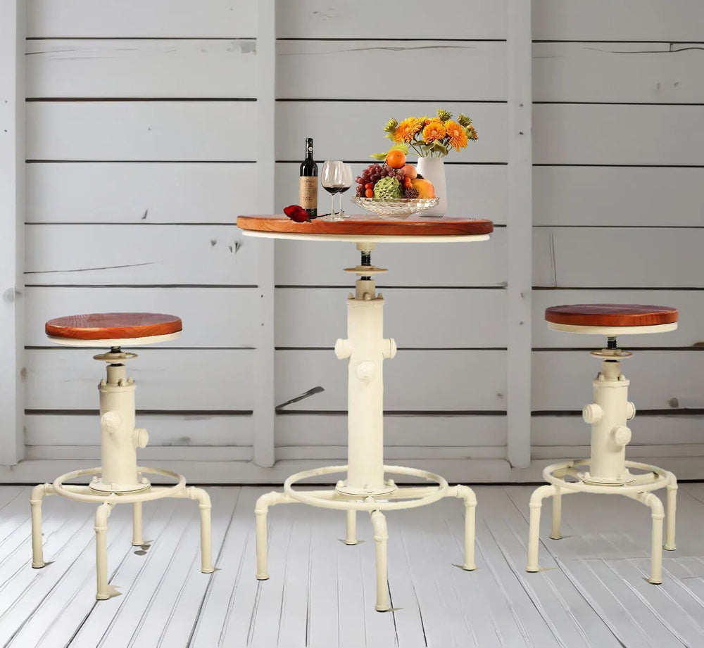 Topower 3 Piece Pub bar Set Vintage Industrial Round bar Table and Stools for...