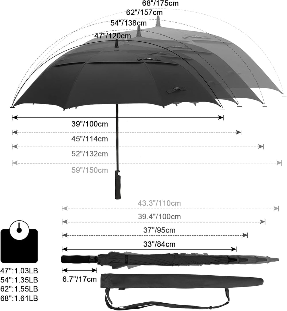 G4Free 47/54/62/68/72 Inch Golf Umbrella Windproof Auto Open Large Umbrella