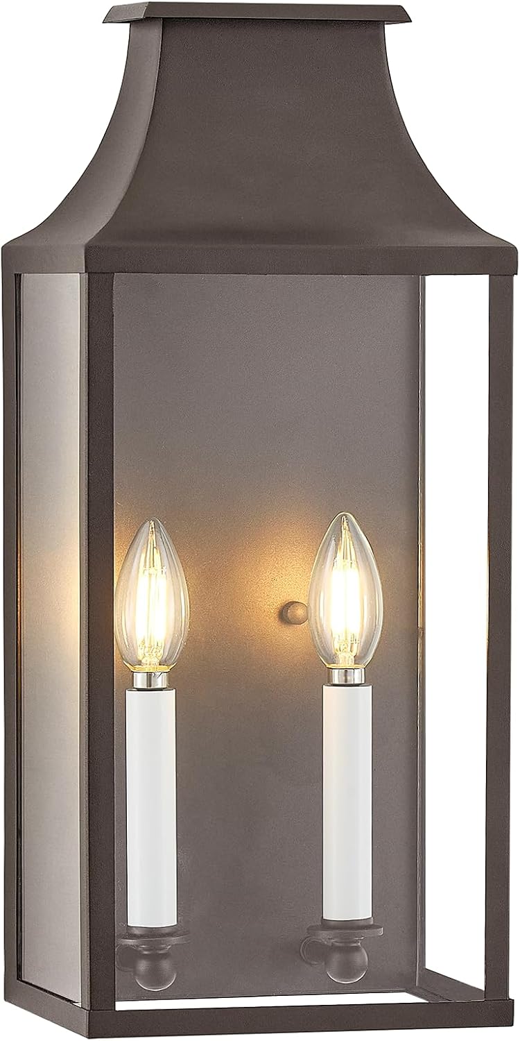18" medium classic outdoor wall light, house exterior, main product view