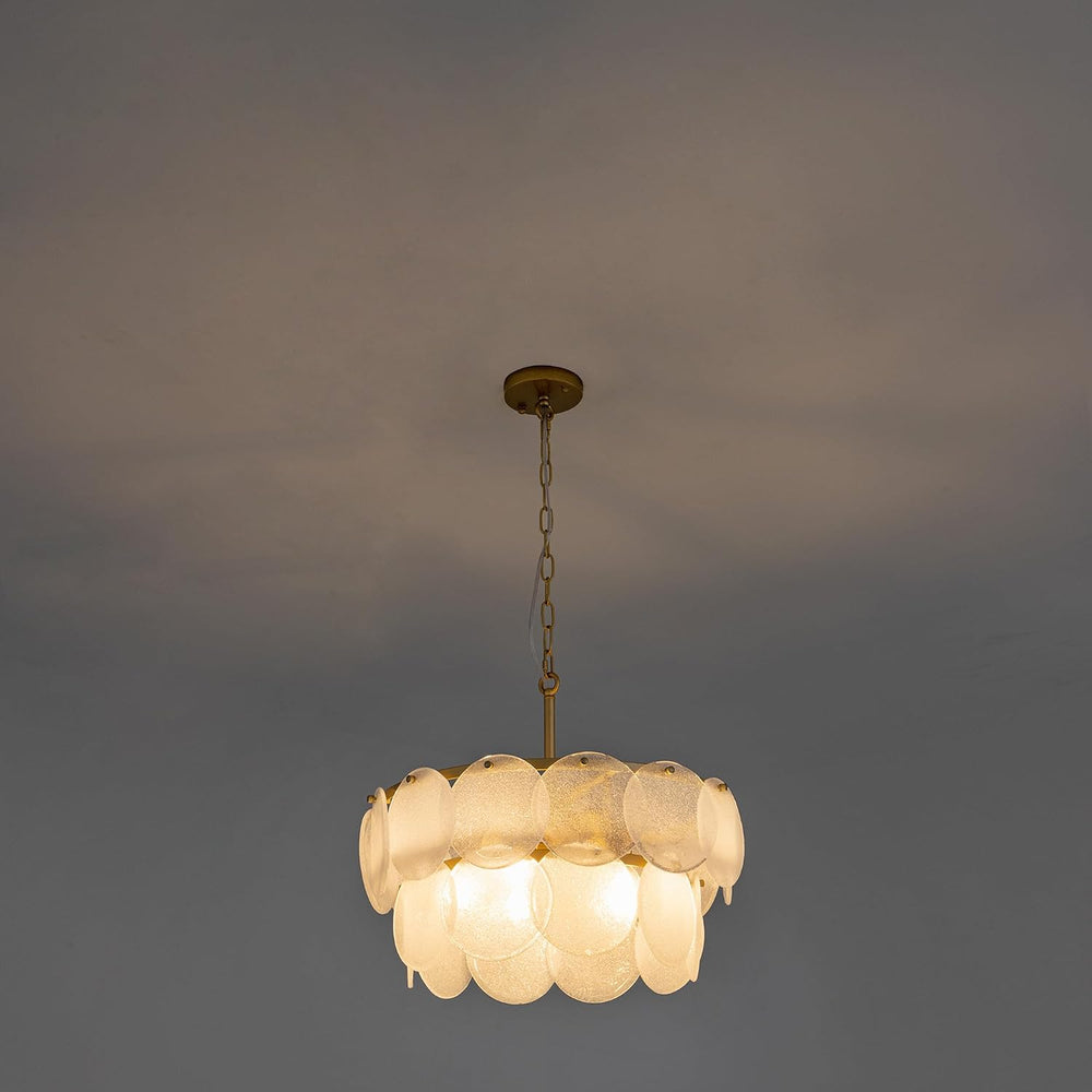 Wellmet Modern Glass Chandeliers, 2 Tiers Gold Chandeliers for Dining Room