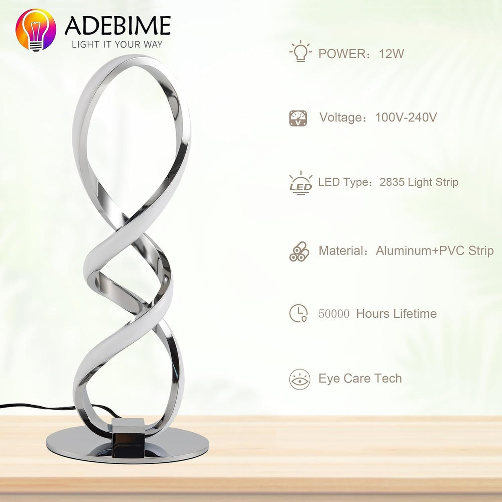 LED Spiral Bedside Table Lamp, Stepless Dimmable 12W 3000K Warm White, Modern...