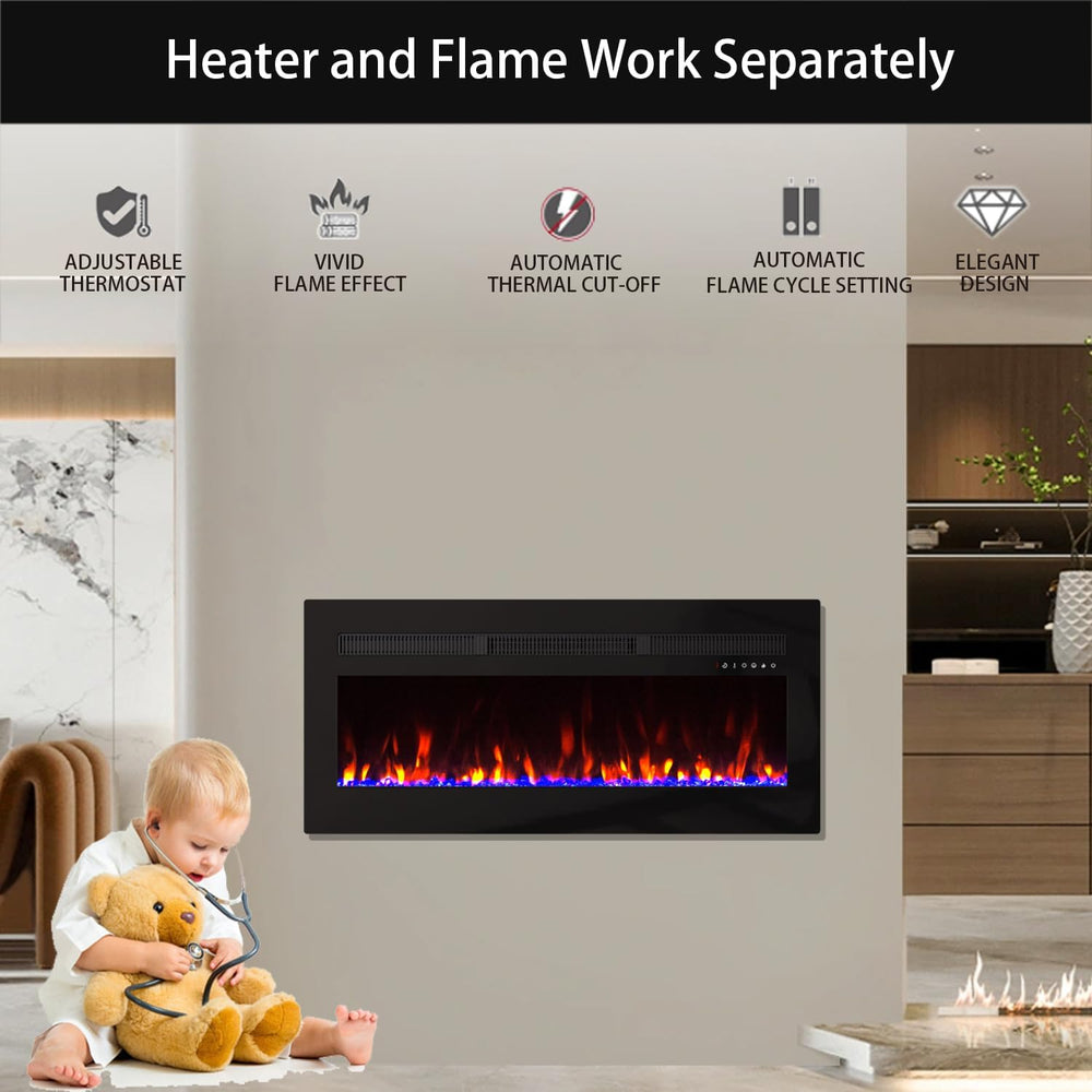Panana Electric Fireplace Heater Wall Mounted, 60 inch Wide Recessed Electric...