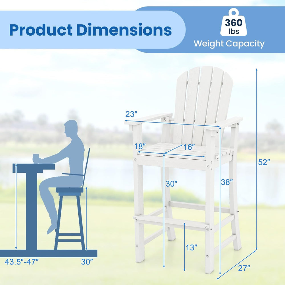 ORALNER Tall Adirondack Chairs, Outdoor High Back Balcony Chair, Weather Resi...