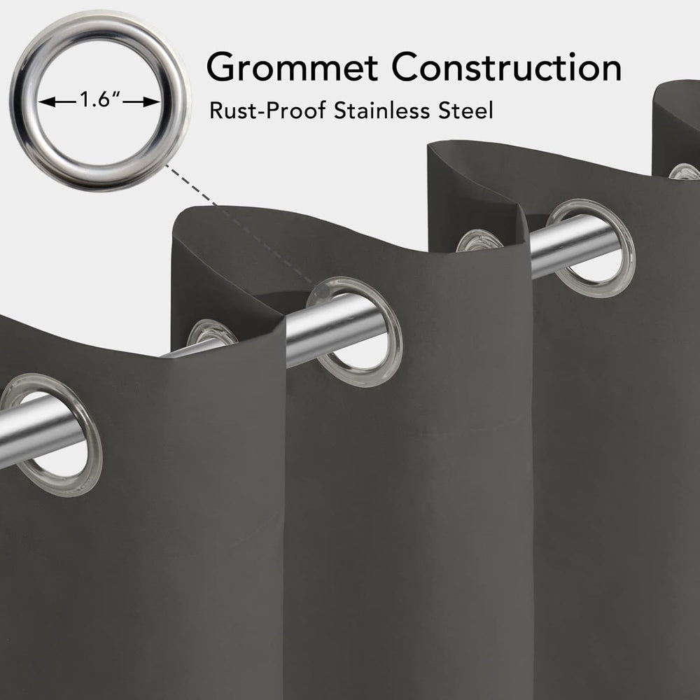 Easy-Going 100% Waterproof Outdoor Curtains 54x96 inch, Dark Grey