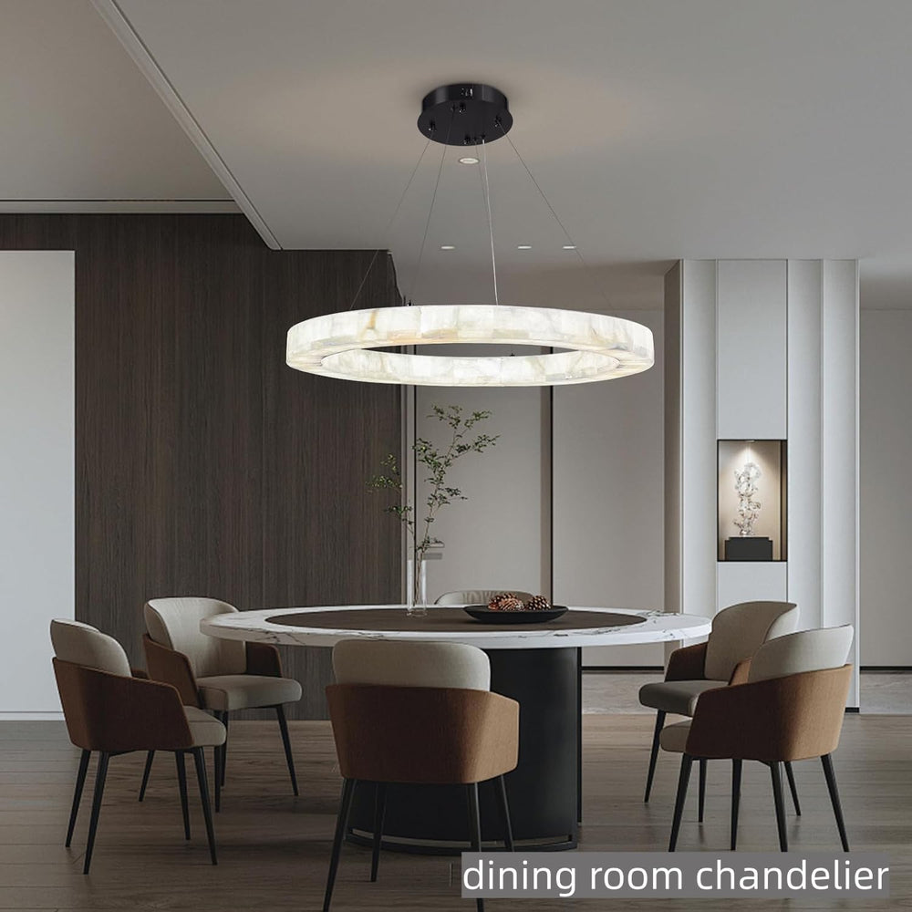 Alabaster Chandelier Spanish Natural Marble Round D30in Chandeliers, Modern L...