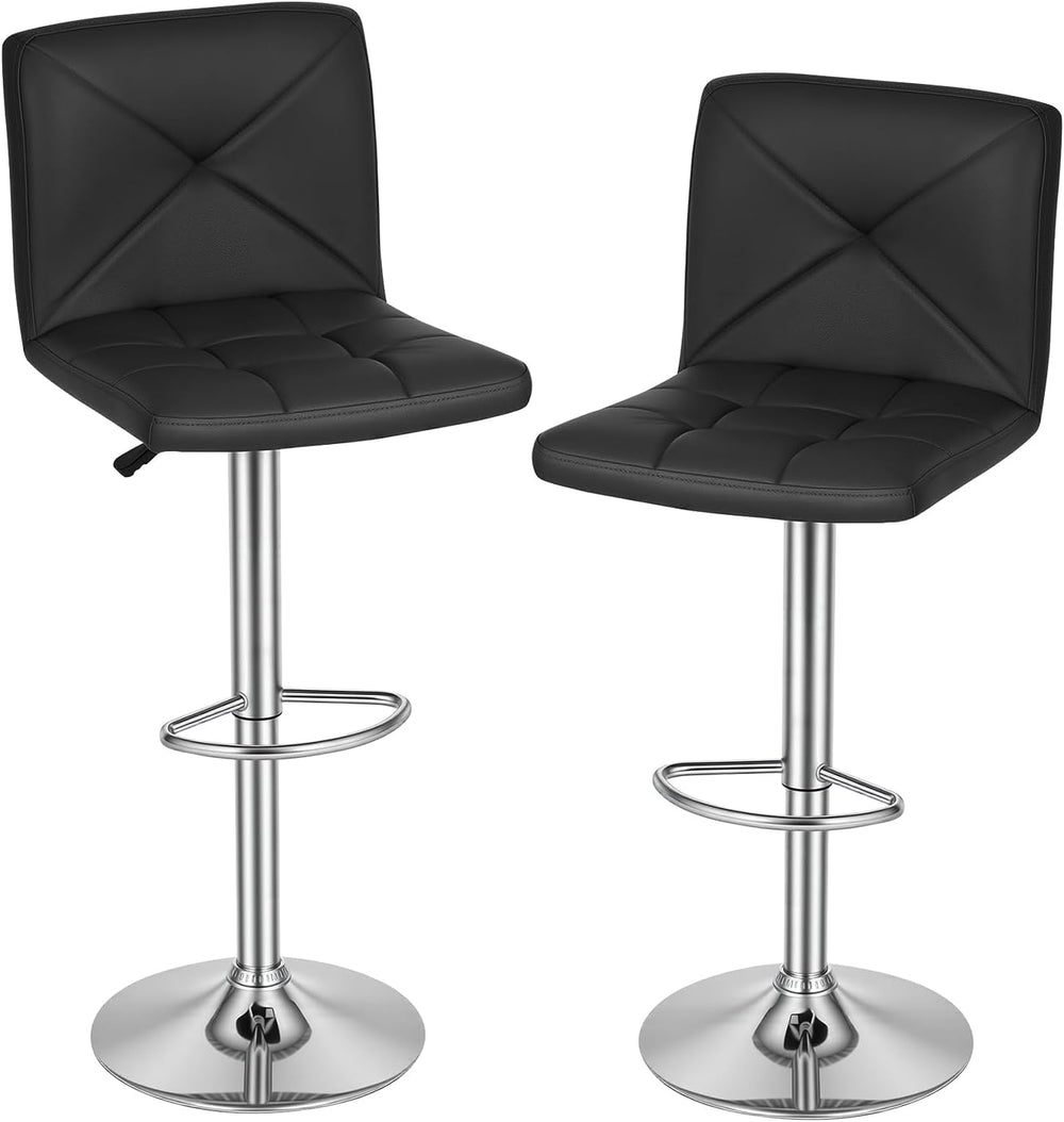 BestOffice Bar Stools Set of 2, PU Leather Swivel Bar Stools Kitchen Counter ...