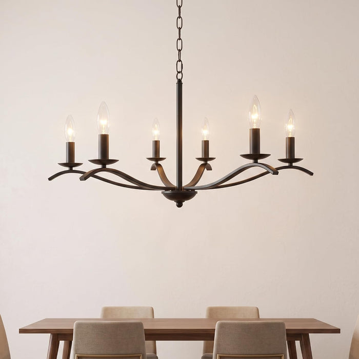 30" Black Chandeliers for Dining Room 6-Light Farmhouse High Ceiling Chandelier Modern Candle Pendant Light Fixture for Living Room,Kitchen Island,Foyer, Bedroom,Entryway,E12