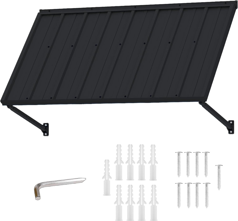 Kozyard Adjustable Door Window Awning – 4-Level Tilt, 55"W×32" Slop...