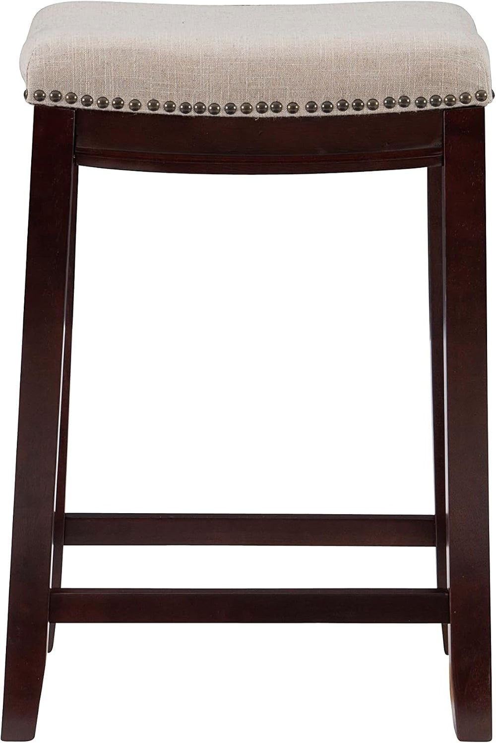 Linon Harper Beige & Dark Walnut 24" Counter Stool, Beige/Dark Walnu...
