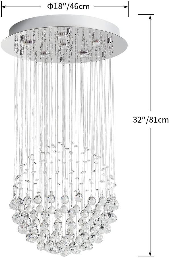 Saint Mossi Chandelier Modern K9 Crystal Raindrop Chandelier Lighting Flush m...