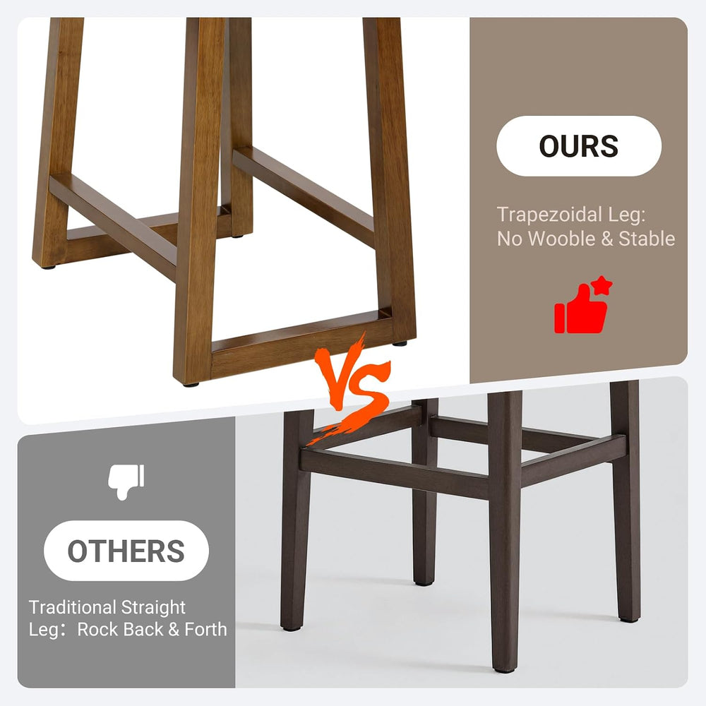 Bar Stools Set of 3, Backless Counter Height Bar Stools, 24 Inch Modern Saddl...
