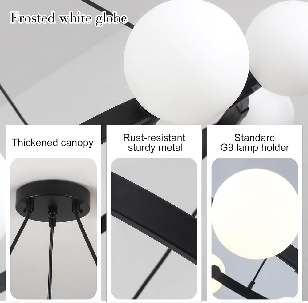 9-Light Modern Chandelier for Dining Room, Sputnik Ceiling Light Fixture with...