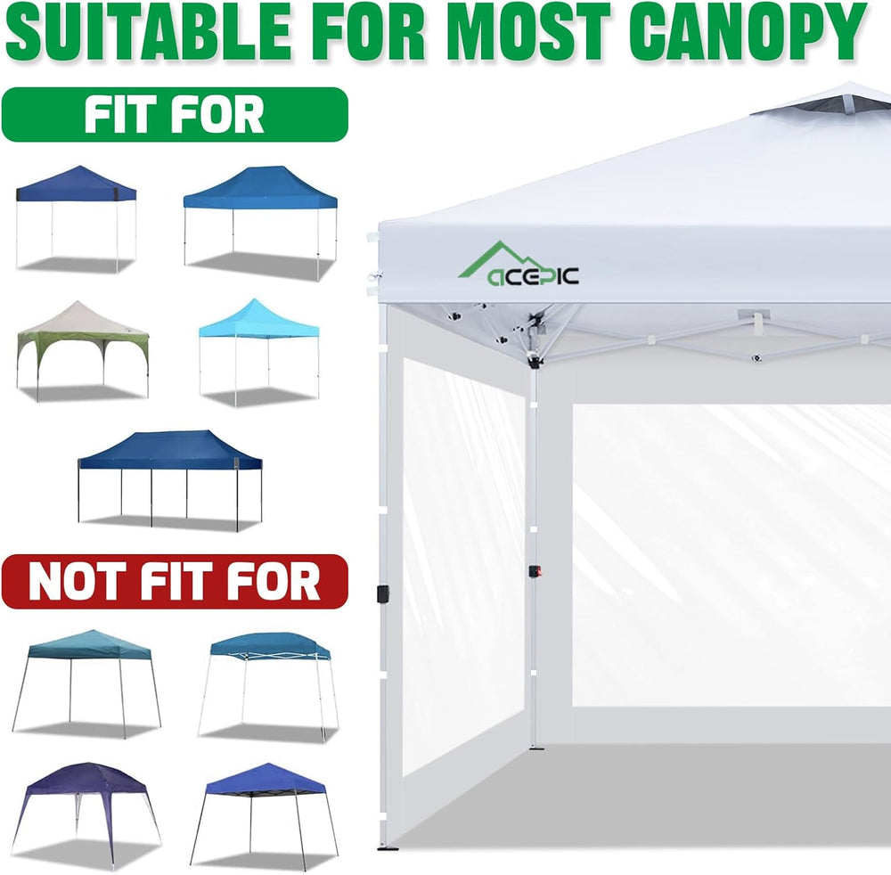 ACEPIC 10x10ft Clear Sidewalls for Canopy,Black(3PCS, No Frame or Top)