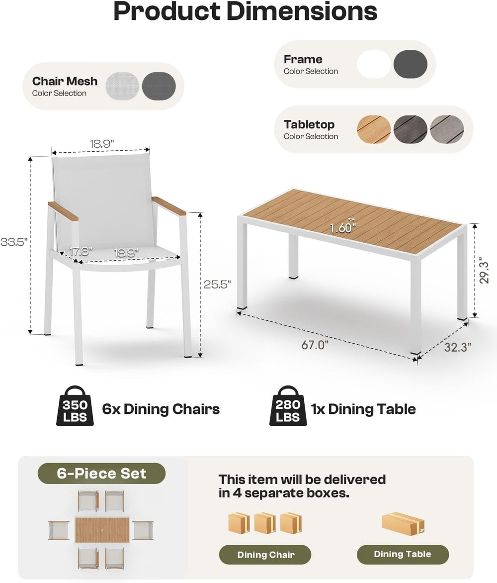 Outdoor Dining Set for 8, Aluminum Patio Table and Chairs Set, 10-Piece All W...