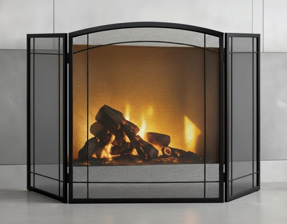 FEED GARDEN 3 Panel Fireplace Screen 48" W x 29" H Modern Foldable ...