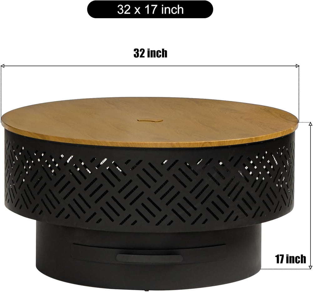 OutVue 32 Inch Wood Burning Fire Pits with Grill & Lid