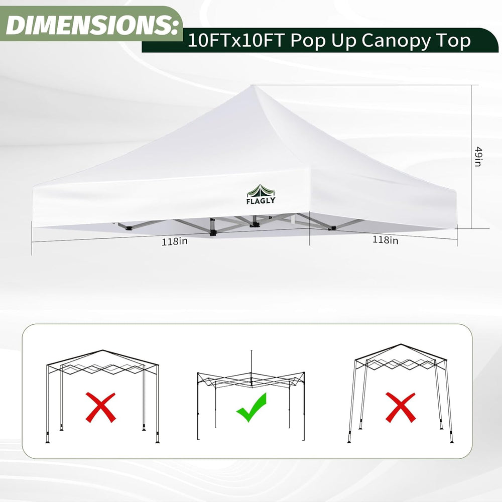 Canopy Replacement Top for 10x10ft Pop Up Canopy Tent Waterproof Durable Cove...