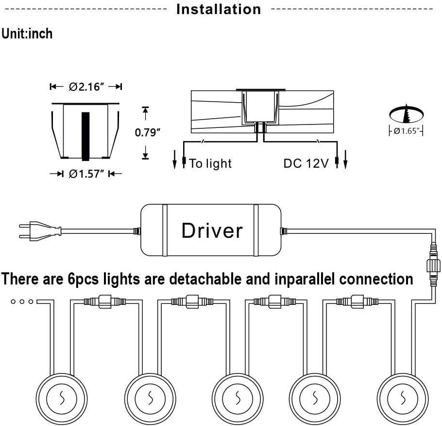 SMY Lighting Recessed LED Deck Lights Kits 6 Pack, (Upgrade Version) Deck Lig...