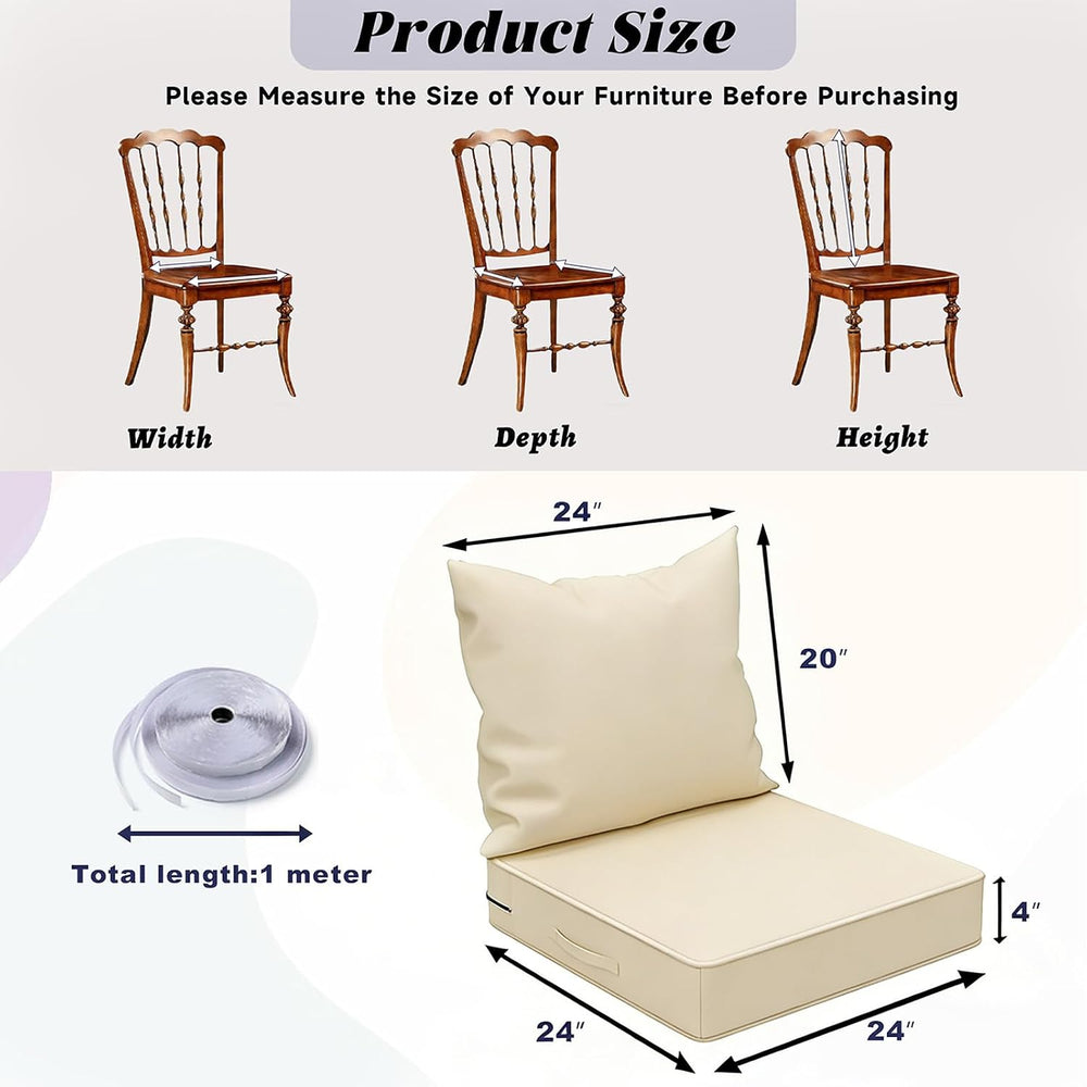 Outdoor Cushions 24x24 Inch, Waterproof Fade Resistant, 2 Covers, White