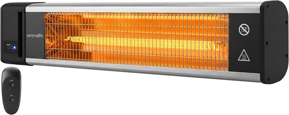 SereneLife Infrared Patio Heater, 1500W, IP65 Approved, Odorless, Wall-Mounte...