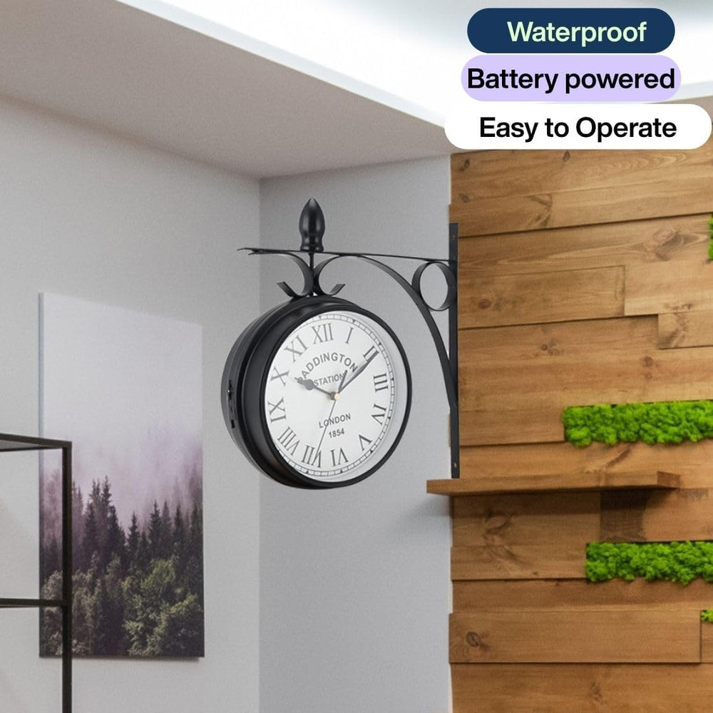 JHY DESIGN 12-Inch Double-Sided Wall Clock Waterproof Indoor Outdoor Clock Ha...