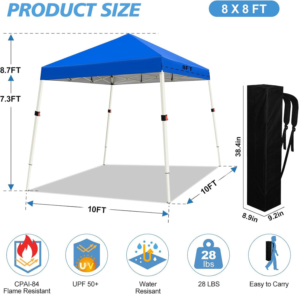 WEIZE 10x10 Slant Legs Pop Up Canopy Tent, 1-Button Push Setup Canopy Tent, A...