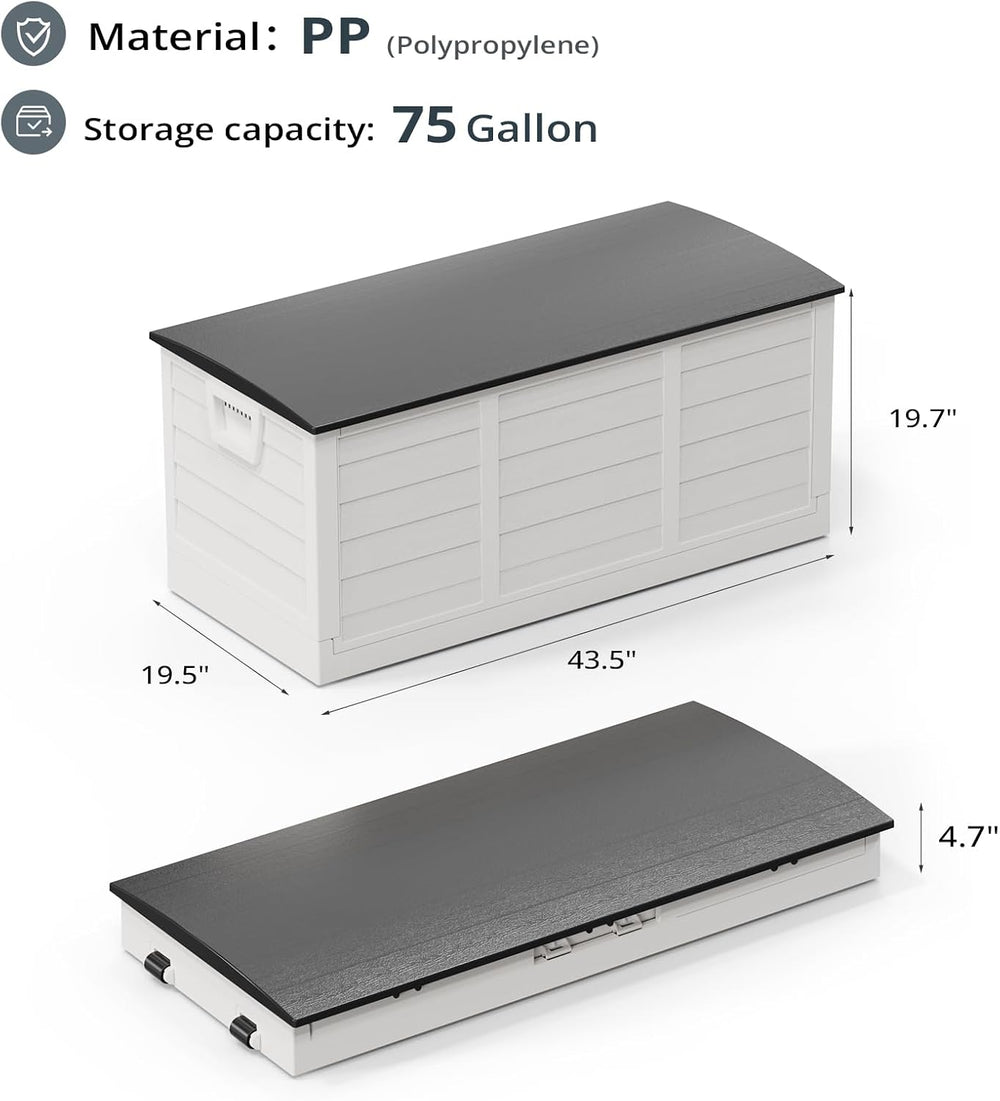 Outvita Foldable Outdoor Storage Box, 75 Gallon, White