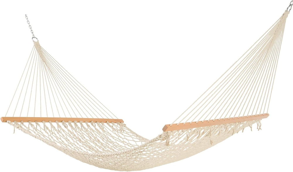 Castaway Living 13 ft. Double Traditional Hand Woven Cotton Rope Hammock – 2-...