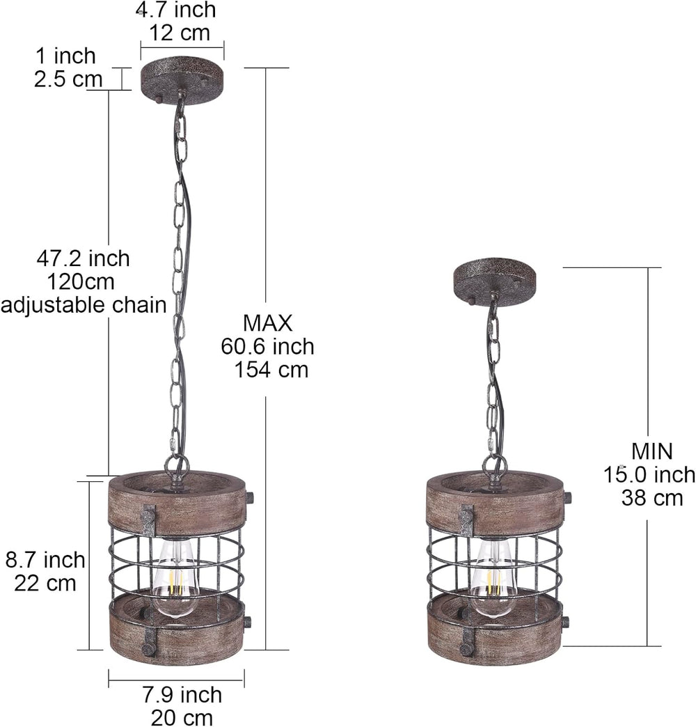 Farmhouse Pendant Light, Rustic Hallway Light Fixtures, Industrial Metal and ...