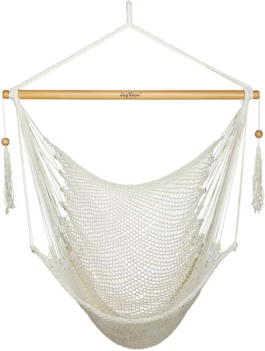 JoyView Hanging Hammock Chair, Caribbean Rope Swing Chair Wood Spreader Bar