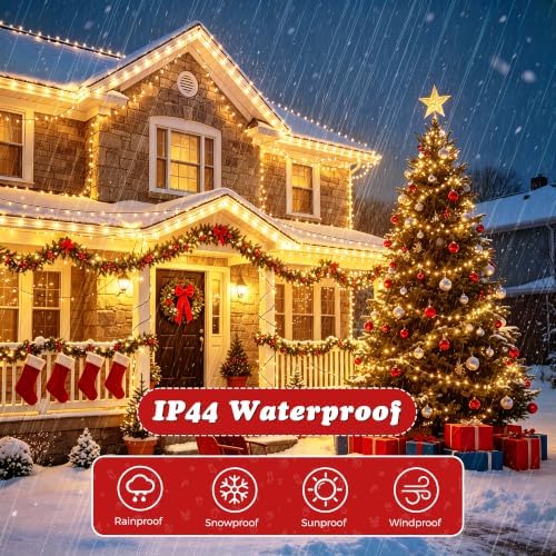Quntis Battery Powered String Lights Outdoor, 132FT 300 LED Indoor Christmas ...