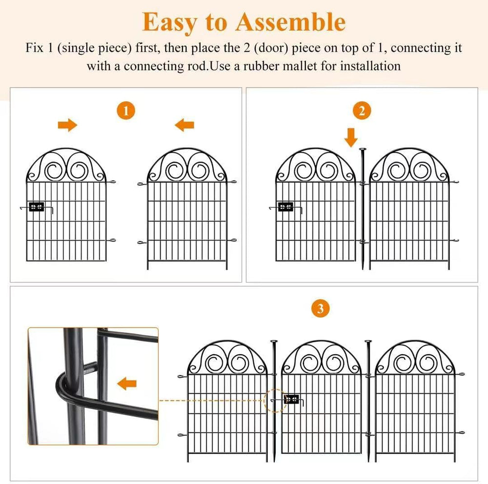 Getlay Tall Garden Animal Barrier Fence with Gate, 36 in(H)×30.6 Ft(L) 14 Pan...