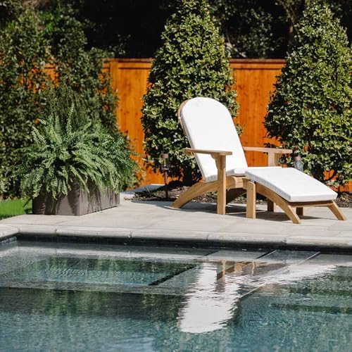 Titan Great Outdoors Grade A Teak Adirondack Chair with Footstool for Backyar...