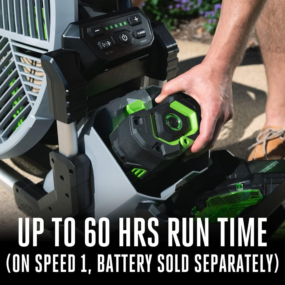 EGO POWER+ Portable Misting Fan, Outdoor Electric 18" 5 Speed Fan, Batte...