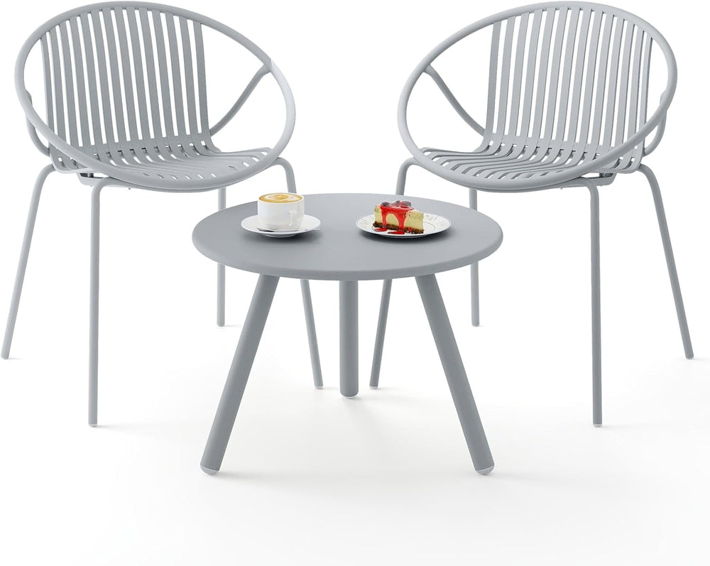 Tangkula 3-Piece Bistro Set - All-Weather PP Patio Conversation Set, Heavy-Du...