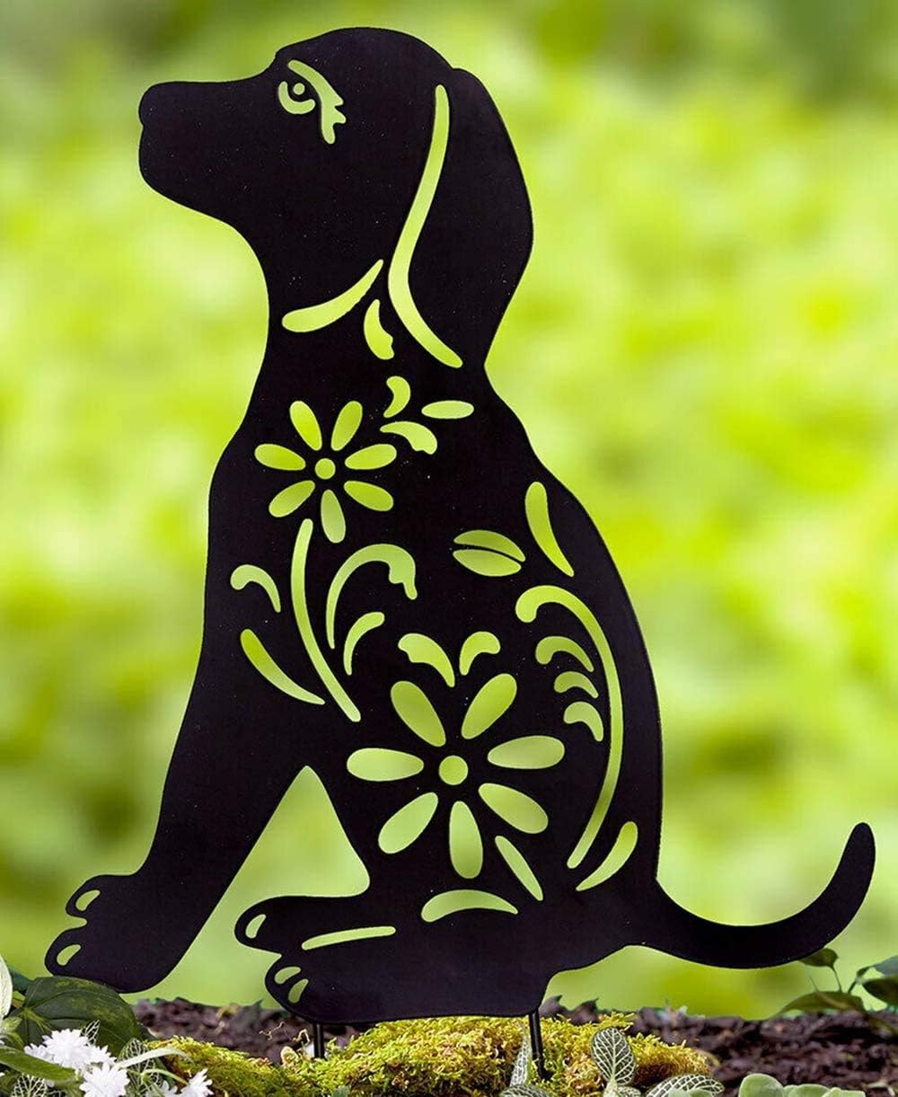 COLIBROX Animal Silhouette Garden Stake Black Puppy Dog Shaped Yard Decoratio...