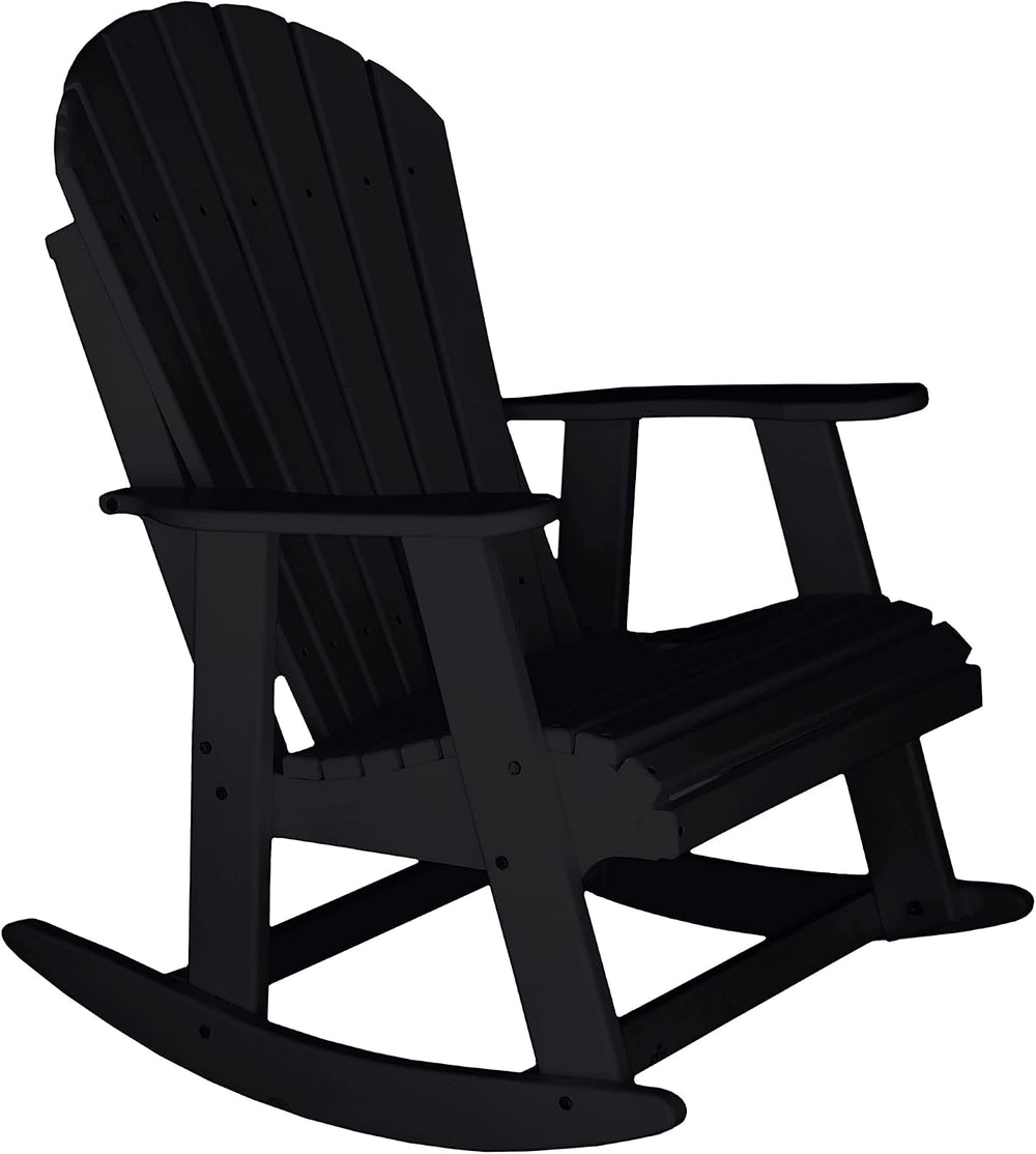 Phat Tommy Black Outdoor Rocking Chair - Adirondack Rocking Chair for Front P...
