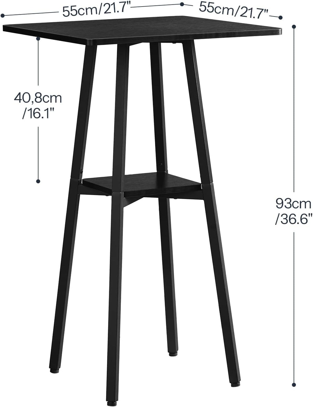HOOBRO Bar Table, 2-Tier High Top Pub Table, Counter Height Table with Storag...