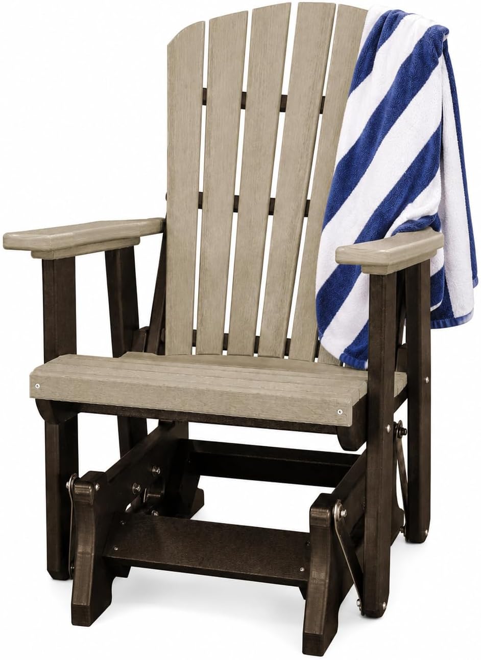 DutchCrafters Slat Fan Back Poly Adirondack Glider Outdoor Patio Chair (Tudor...