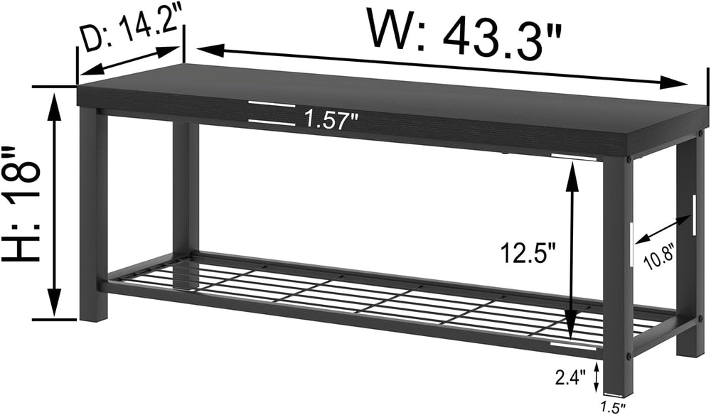 EXCEFUR Entryway Bench, Modern Wood and Metal Storage Bench for Hallway Front...